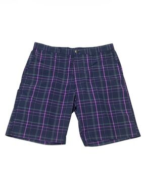 MEN'S CALLOWAY FLAT FRONT PLAID GOLF SHORTS SIZE 36 PURPLE